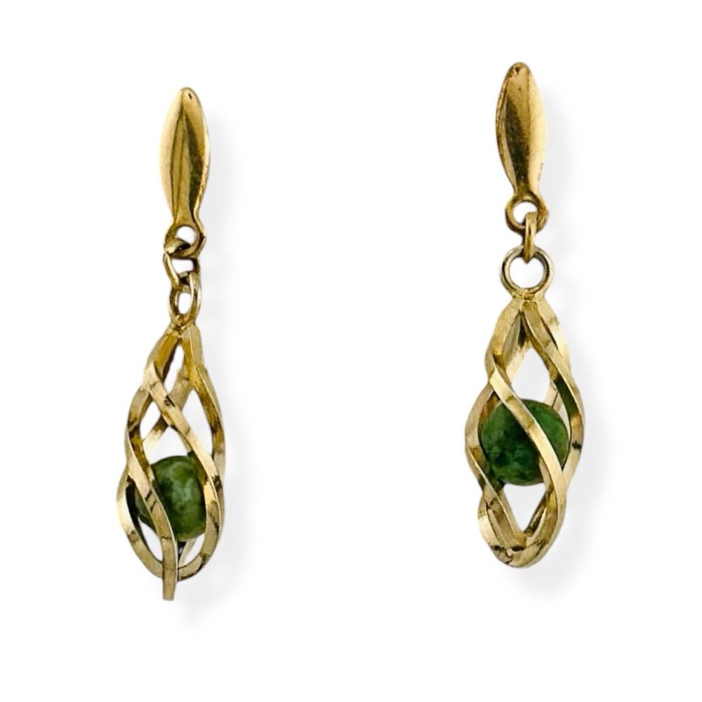Vintage Jade Drop Earrings 14k Gold Filled